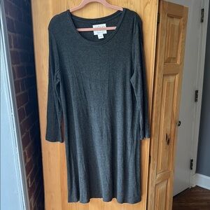 Anthropologie Velvet Long Sleeved Grey Dress, L